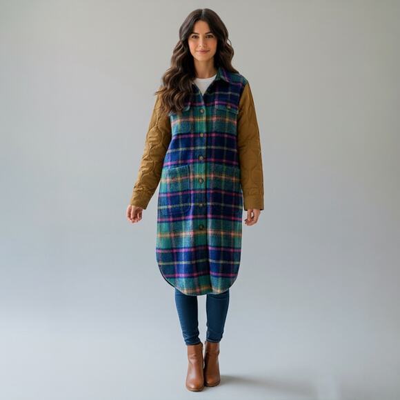 Sundance Jackets & Blazers - Sundance Hampshire Plaid Wool Blend Quilted Midi Length Long Jacket Size Small